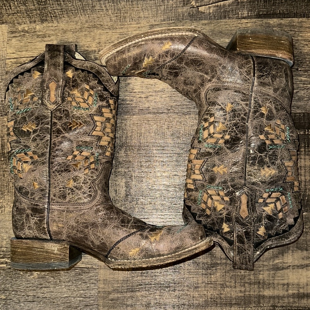 Corral LD Cango Tobacco Laser Woven Square Toe Boot